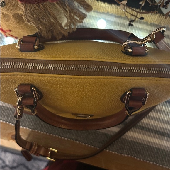 Dooney & Bourke Vibrant Yellow and Rich Brown Satchel - Picture 4 of 13